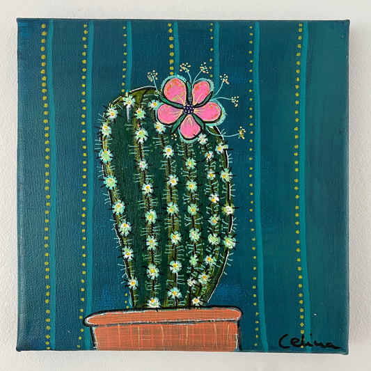Lille maleri af en kaktus