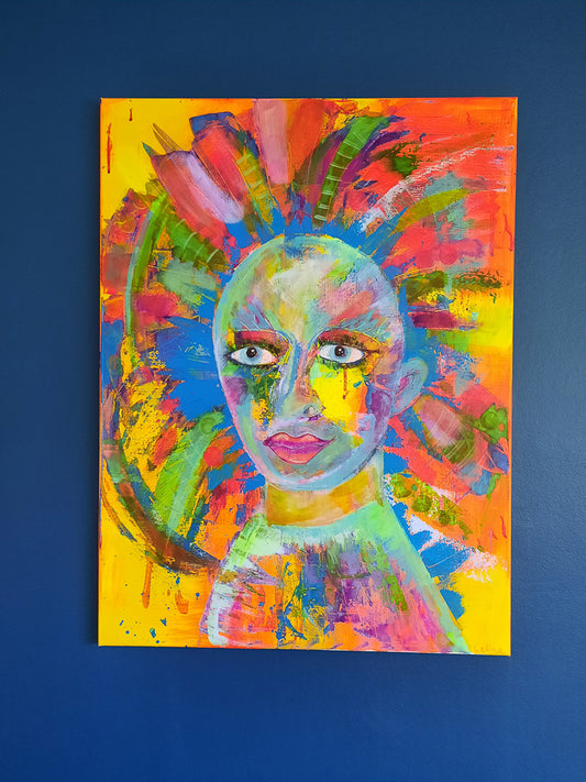 Person på abstrakt baggrund