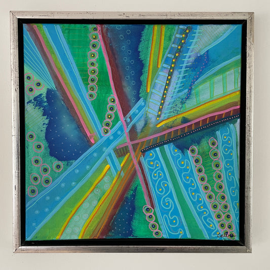 Farverigt, kvadratisk maleri