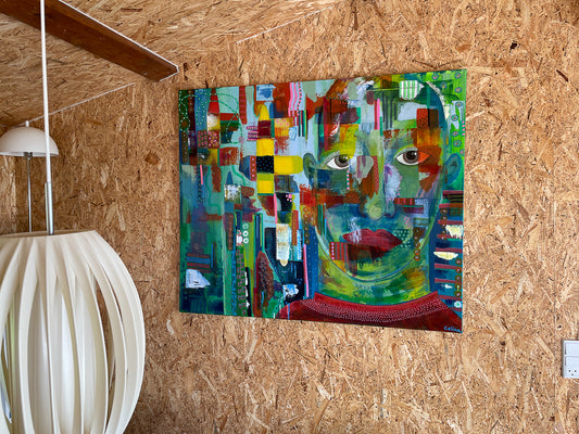 Abstrakt maleri med ansigt