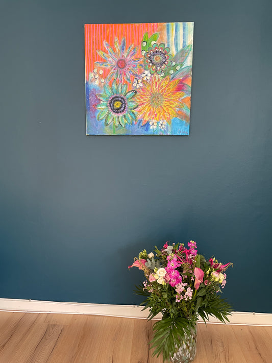 Farverigt blomstermaleri