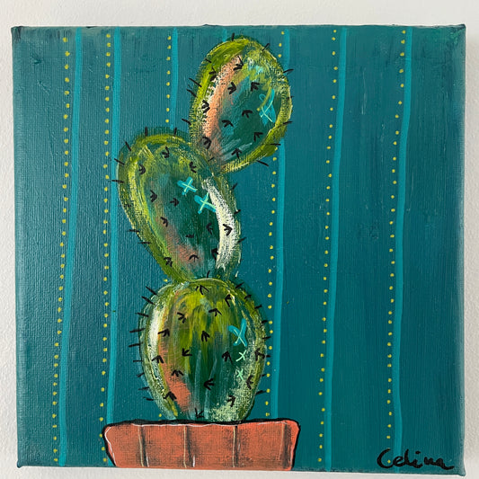 Lille maleri af en kaktus