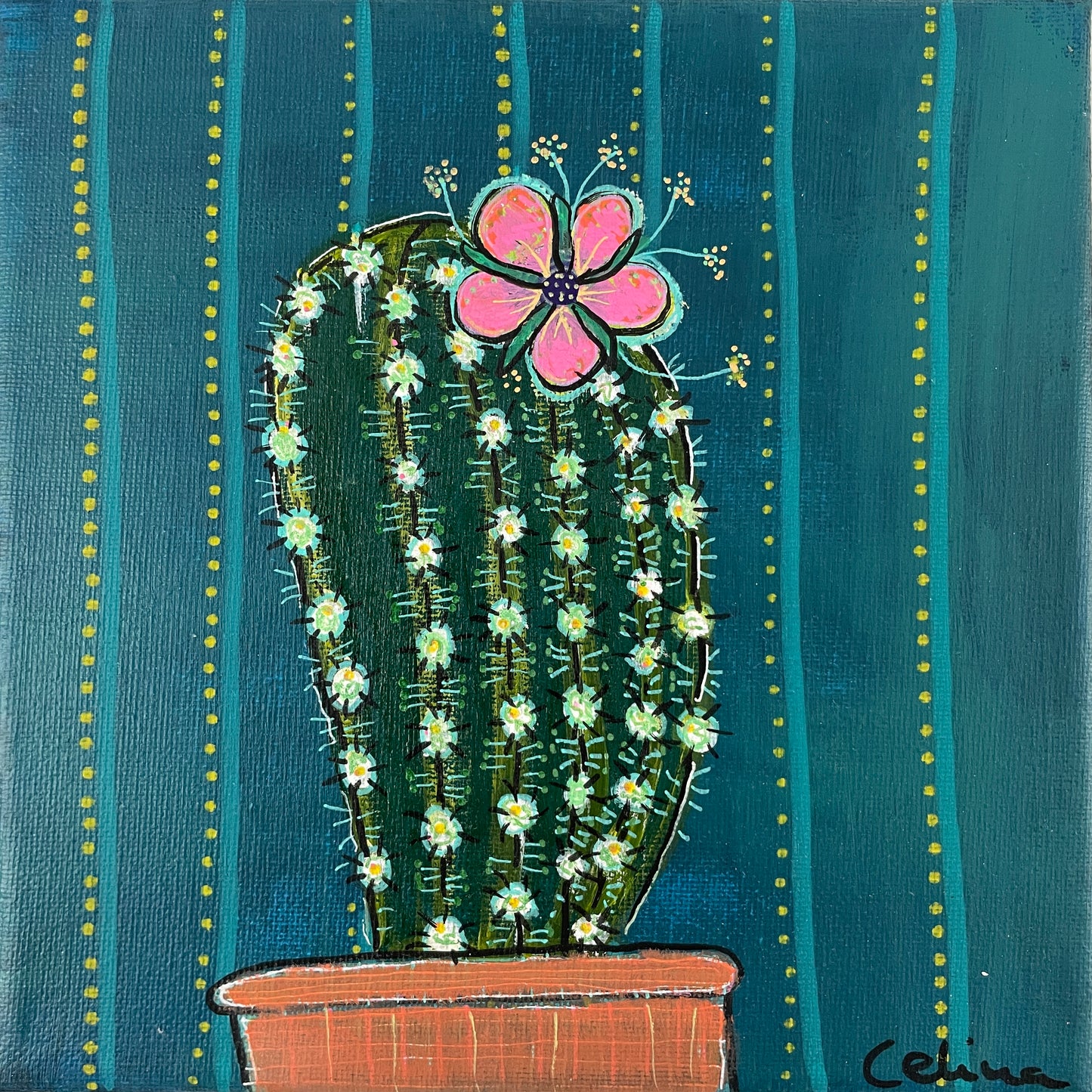 Lille maleri af en kaktus