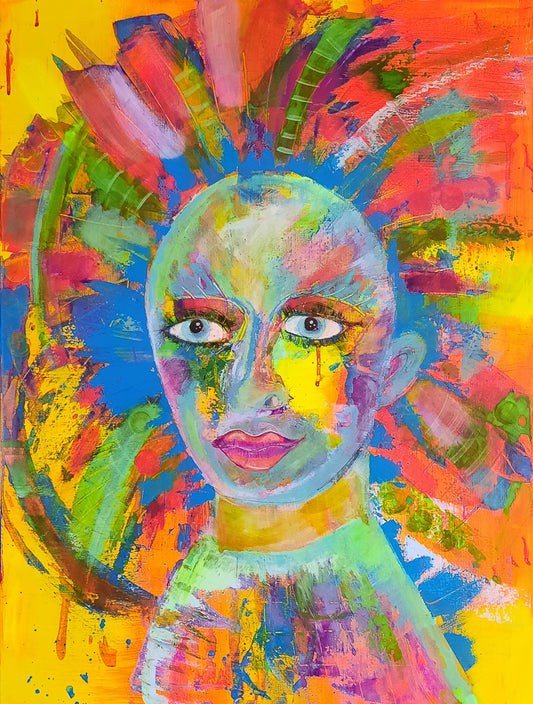 Person på abstrakt baggrund