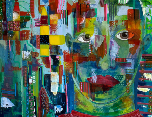 Abstrakt maleri med ansigt