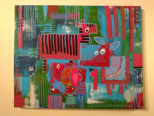 Creatures in red and blue